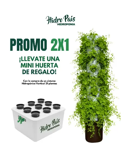 Sistema Hidropónico Vertical 21 plantas con Nutrientes + Mini Huerta 9 plantas 